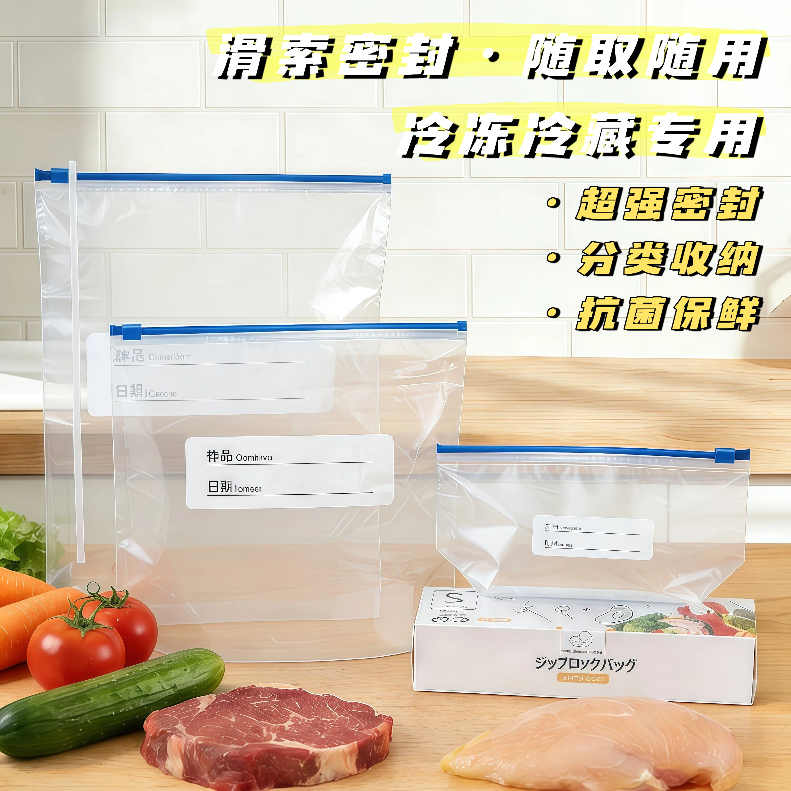 食品级保鲜密封袋拉链式滑索袋子坚果自封袋密封保鲜袋内衣收纳袋