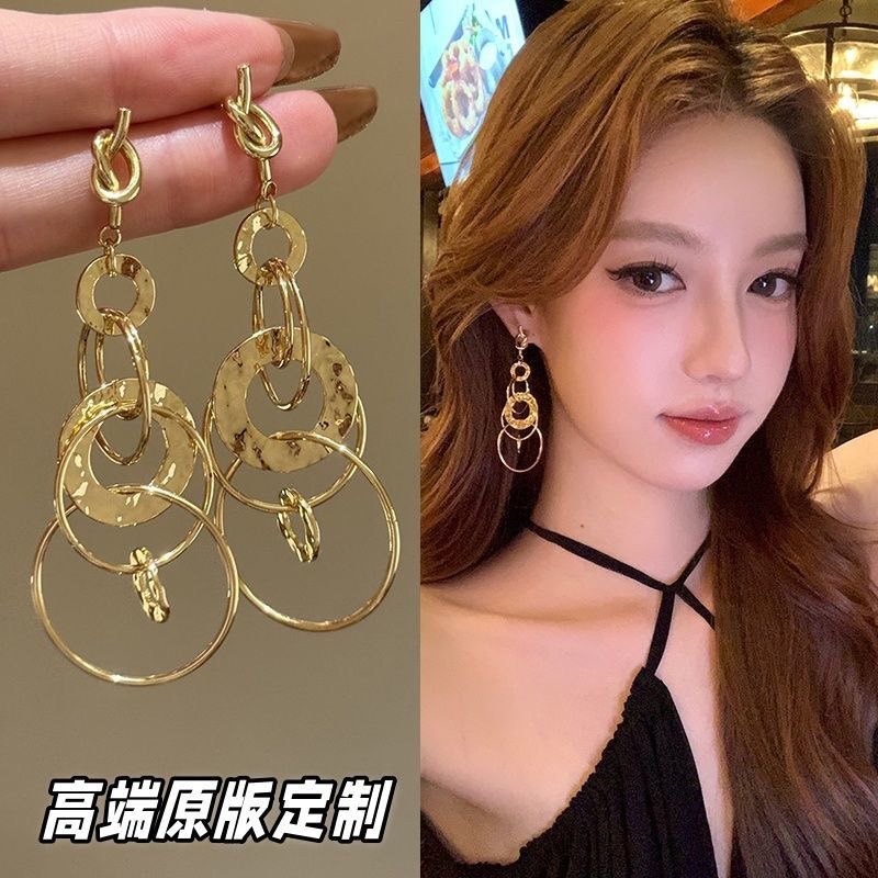 银色绳结多层圆圈流苏耳钉女欧美冷淡风个性方圆脸耳饰时尚潮流感,饰品/流行首饰/时尚饰品新,耳环,淘宝优惠券,粉丝福利购,淘宝优惠卷