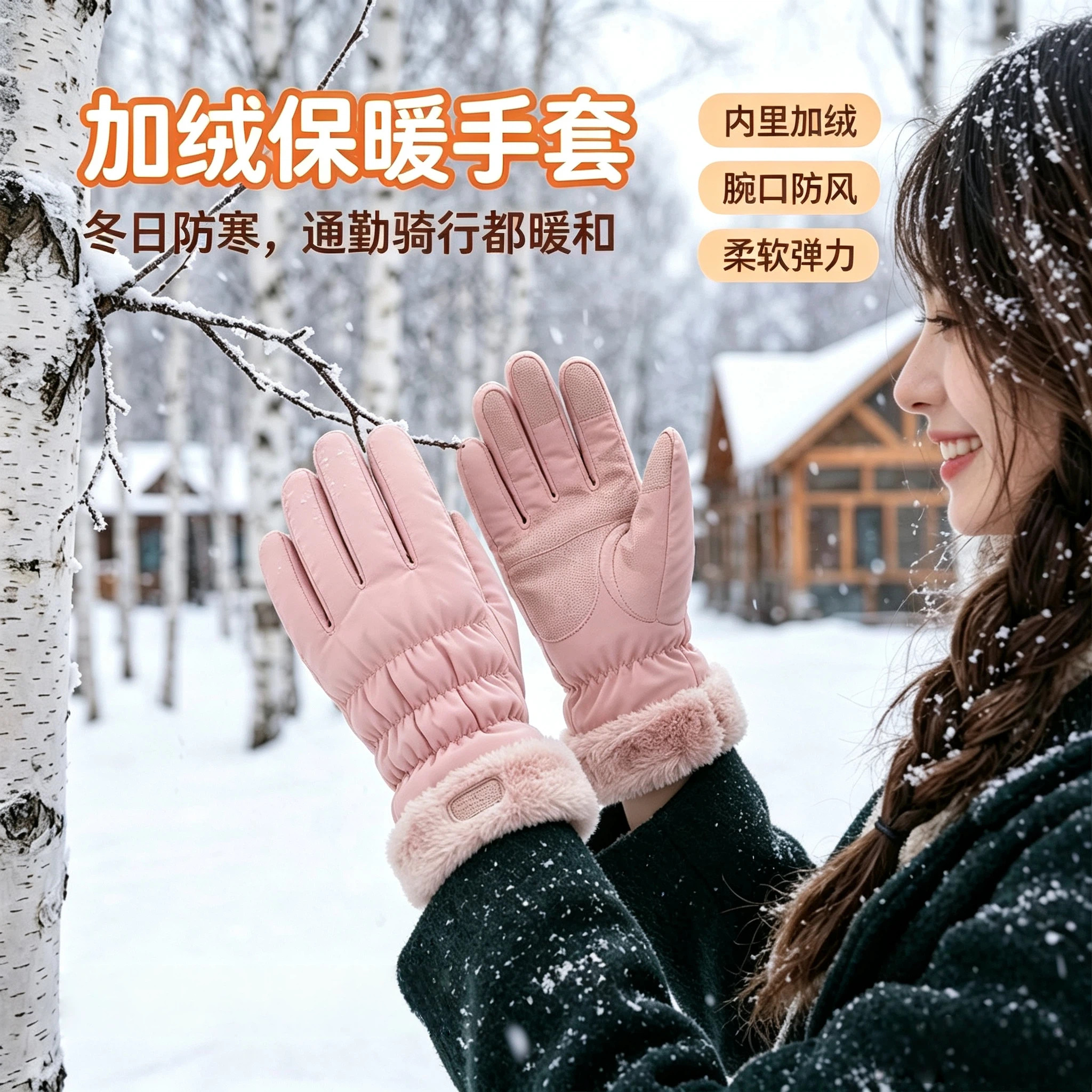 东北防寒装备滑雪手套女士加绒