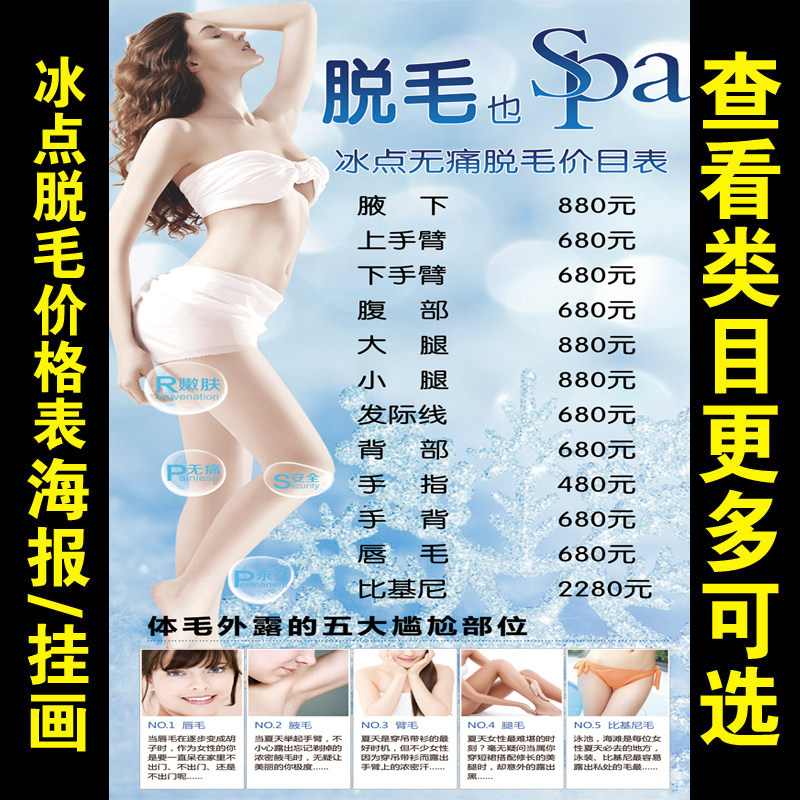 冰雕脱毛广告价格表价目表海报宣传画广告贴图片挂画图1655