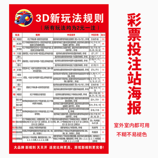 3D玩法介绍速查表和值表彩票店投注站用品走势图寻宝宣传海报6004