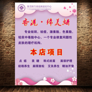 缔美妍专业祛斑祛痘皮肤管理主营项目挂画海报宣传画广告1995
