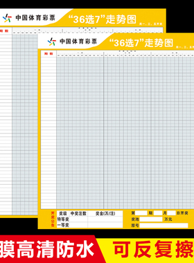 体彩投注站用品 新版36选7开奖号码走势图贴图玩法白板笔可擦3181