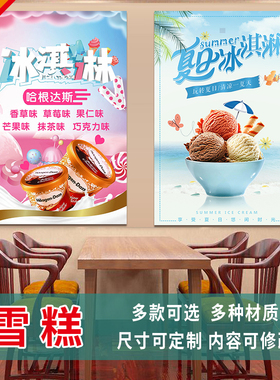 雪糕冷饮批发玻璃门贴纸冰棒冰淇淋冰柜装饰饮料海报静电贴画3387