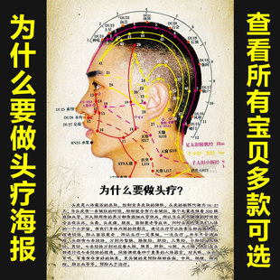 美容院海报中医养生海报宣传画图片装饰画壁画贴定制头疗护理