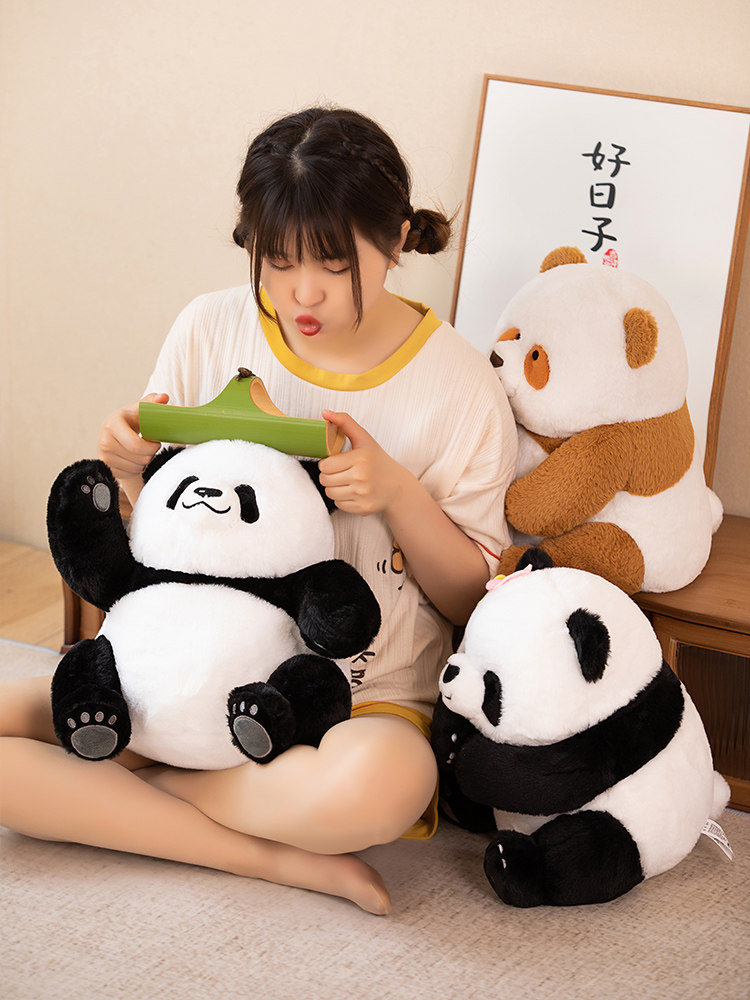 MENGLAN 시뮬레이션 꽃 주변 흑백 자이언트 팬더 인형 야야 베개 플러시 장난감 인형 인형 잠자는 포옹