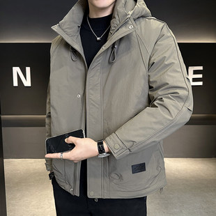 2025新款冬季连帽厚工装羽绒服男潮流户外防寒服羽绒夹克棉服外套