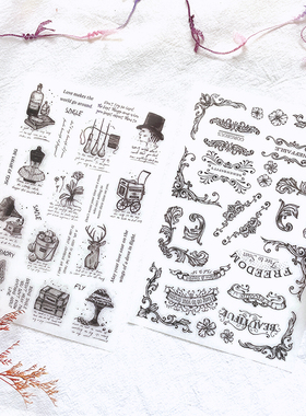 ChickTracks&台湾Sonia原创 转印贴纸 2张入 复古文艺手帐