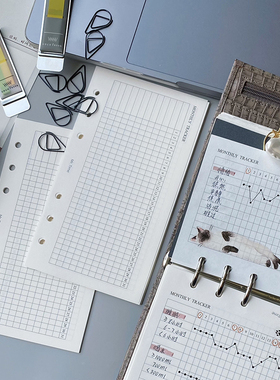 ChickTracks原创手帐本活页本替芯 月计划极简风A6打卡页