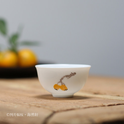 潮州手绘琵琶蛋壳茶杯单丛小号
