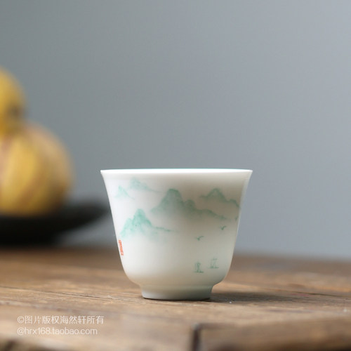 山水手工陶瓷复古品茶