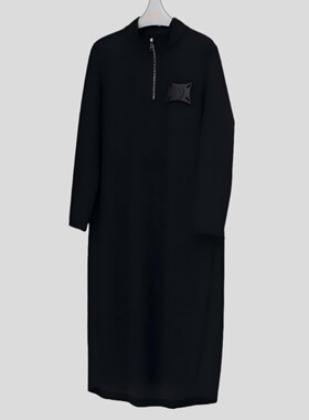 原创设计欧E2026秋冬时尚百搭立领茧型连衣裙女长袖打底裙子长裙