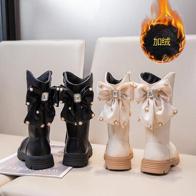 2024新款女童马丁靴保暖皮靴高筒