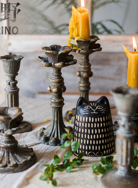 【森野照明】出口欧美 美式复古松果蜡烛台 餐厅装饰摆件烛台