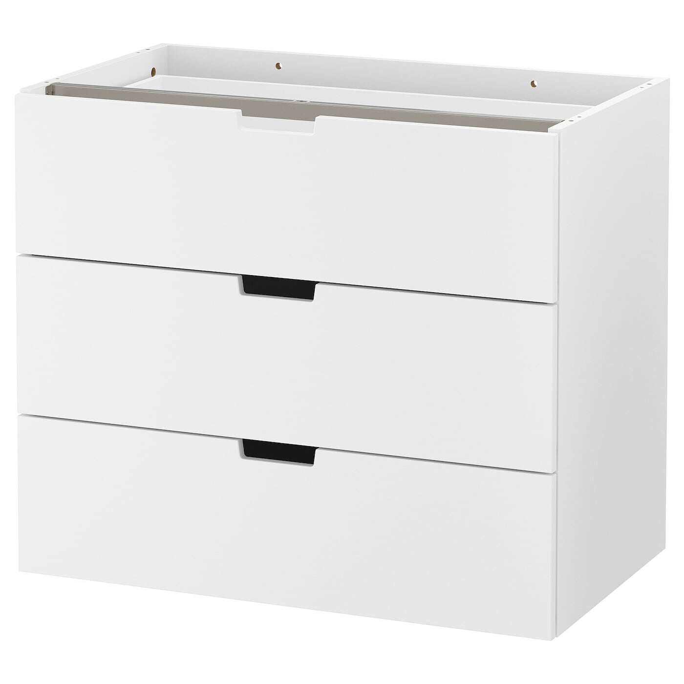 IKEA宜家代购诺德里标准三屉柜白色80x68厘米卧室收纳柜落地斗柜