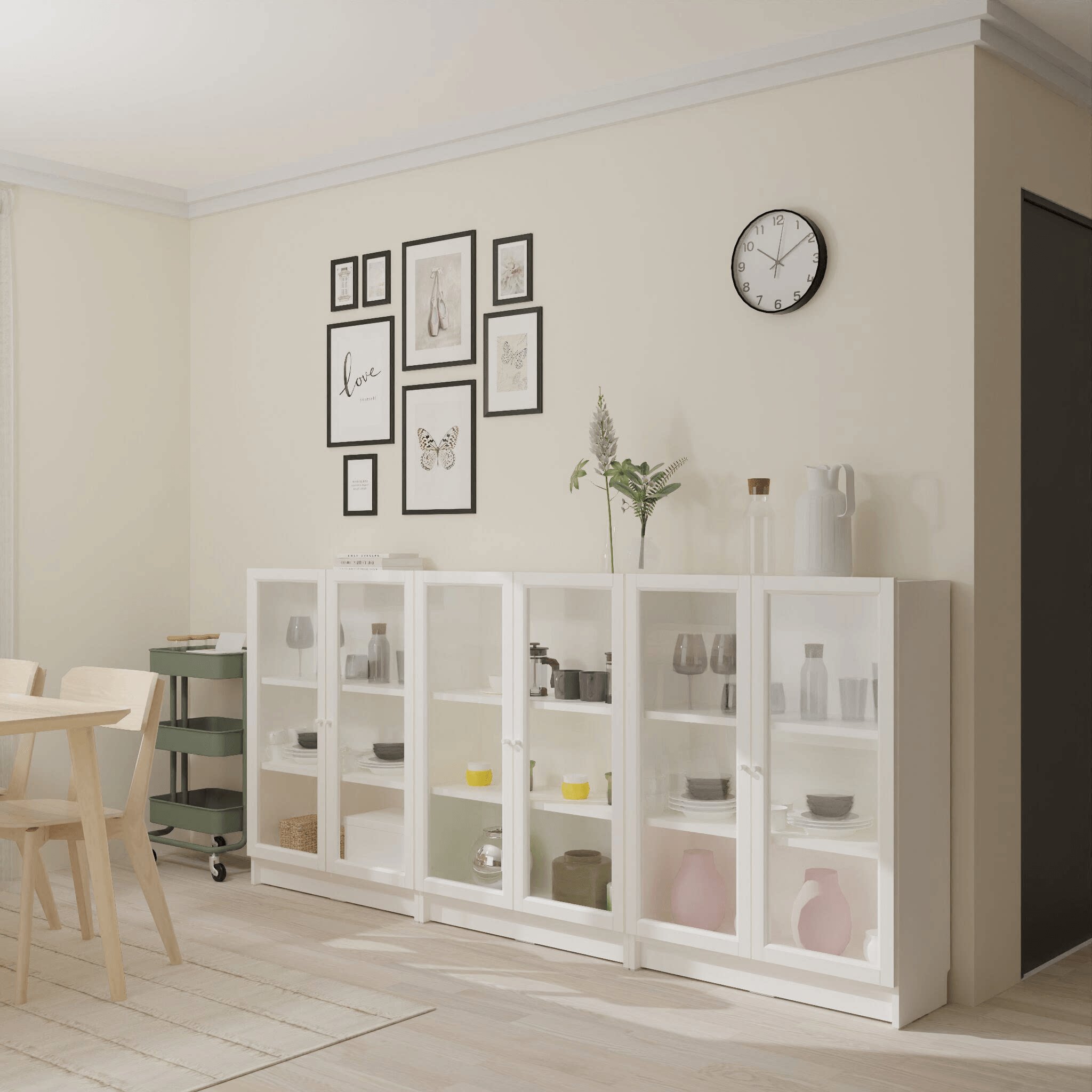 IKEA宜家代购毕利餐边柜白色240x28x106厘米家用客厅收纳储物柜