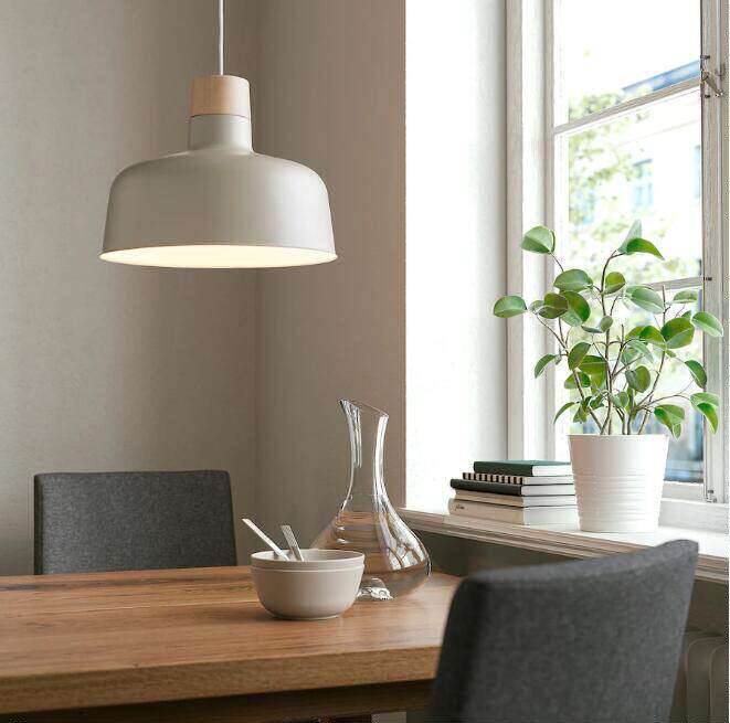 IKEA宜家代购邦克夫洛吊灯家用餐厅玄关照明灯装饰桦木36cm