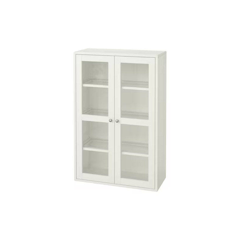 IKEA宜家海思塔玻璃门柜白色81x35x123厘米家用客厅收纳柜展示柜