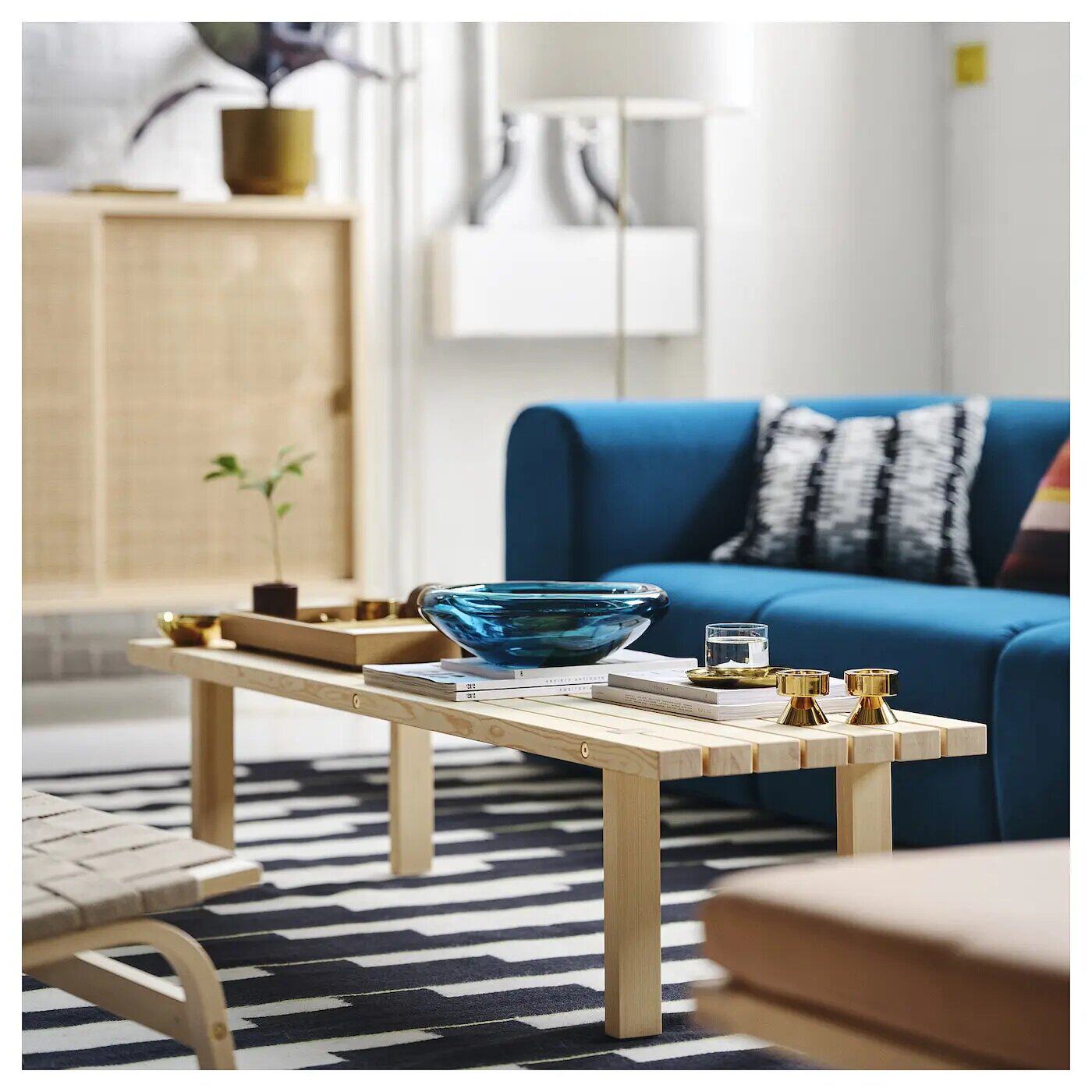 IKEA宜家斯德哥尔摩2025茶几松木160x45cm家用客厅茶桌边几现代