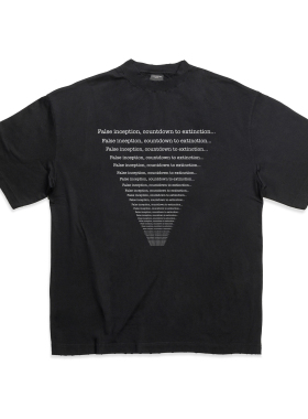 黄明昊同款False Inception倒三角印花小领口宽松基础情侣短袖T恤