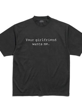 False Inception水洗灰标语vintage情侣百搭小领口特大OS短袖T恤