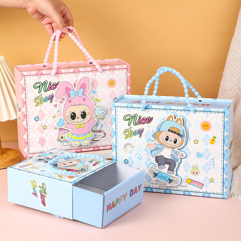 儿童生日卡通可爱抽屉礼品盒子宝宝满月百日宴周岁伴手喜糖盒回礼