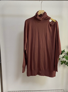 A7631任3件包邮外贸欧美女装高领露肩毛衣秋冬新款宽松时尚针织衫