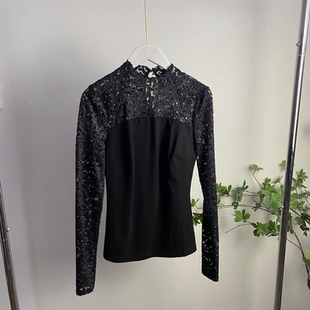 女士立领蕾丝拼接上衣显瘦打底衫 外贸时尚 百搭洋气 包邮 X8D02任3件