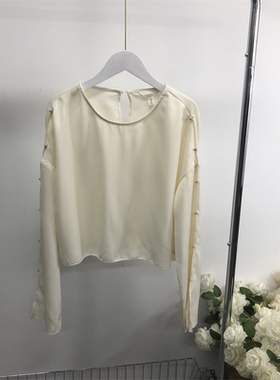 A632任3件包邮外贸欧美女士上衣圆领宽松大码气质喇叭袖短款衬衫