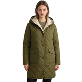 连帽绗缝设计加绒中长款 K5576外贸欧美单时尚 女士棉衣冬款 棉服