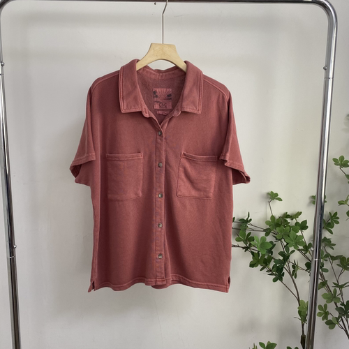 A3354任3件包邮外贸欧美女士短袖上衣夏季新款翻领单排扣宽松上衣