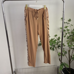 包邮 松紧腰拼色宽松直筒裤 外贸欧美女士休闲裤 新款 夏季 G3048任3件