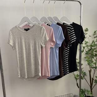 T恤新款 BB493任3件 包邮 外贸欧美女士休闲短袖 上衣 圆领套头修身