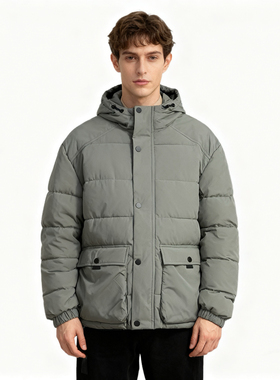 P1451任3件包邮外贸欧美男士休闲棉服冬款连帽宽松百搭时尚棉衣