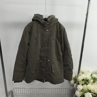 包邮 连帽收腰宽松中长款 外贸女装 新款 棉服 休闲棉衣冬季 d2089任3件