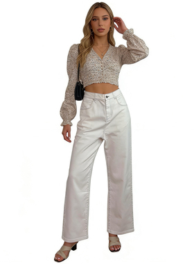 B7598外贸欧美女装牛仔裤新款高腰宽松显瘦时尚直筒裤长裤