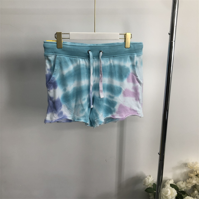 L726任3件包邮外贸女生休闲短裤新款松紧腰印染色宽松大码阔腿裤