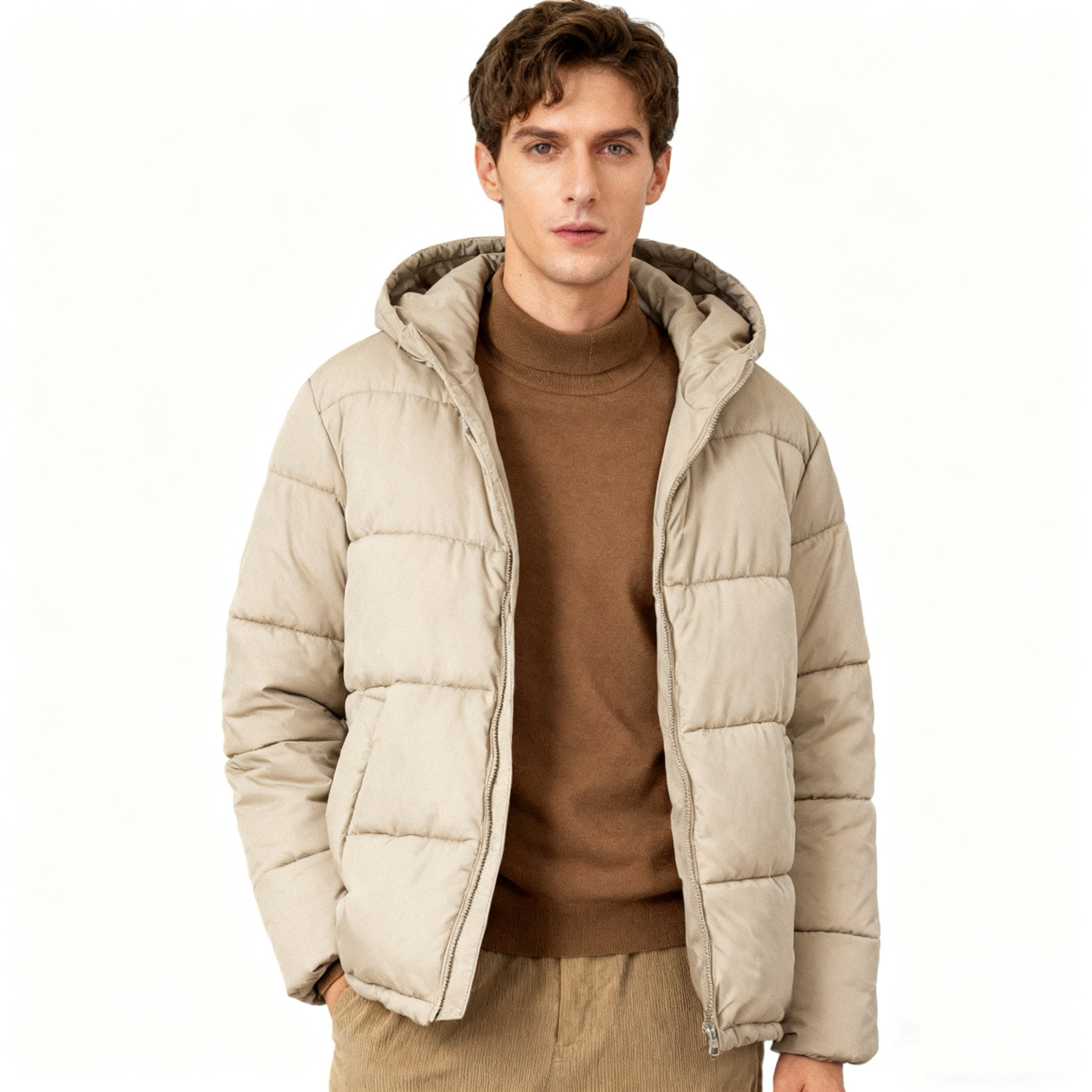 C1445任3件包邮外贸欧美单潮流男士棉衣秋冬新款连帽宽松棉服