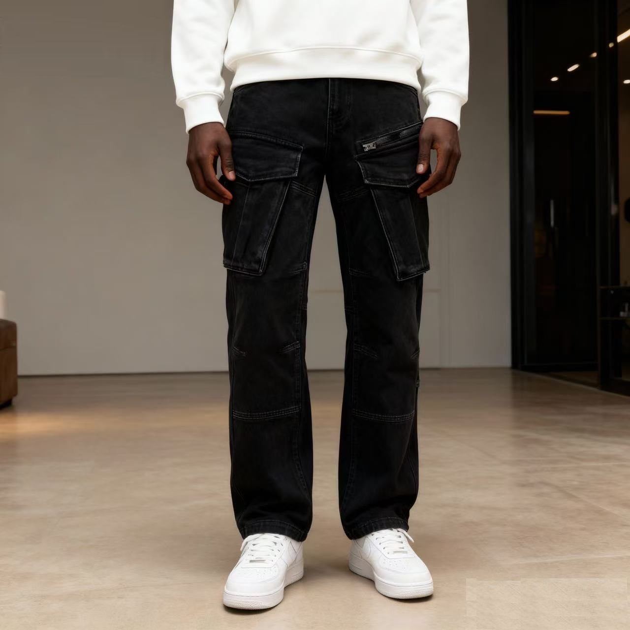 男士立体工装裤直筒工装休闲长裤