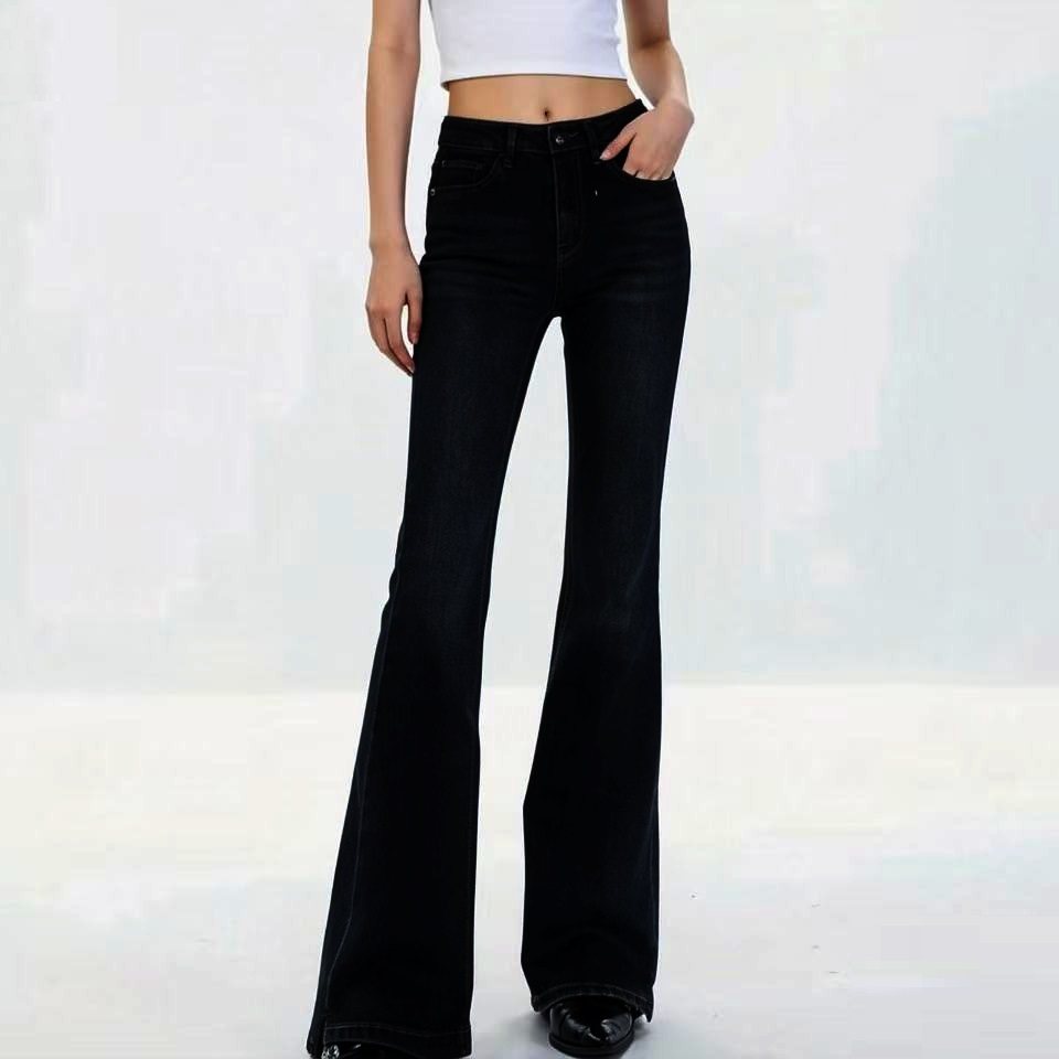 ABLEJEANS女牛仔裤高腰喇叭长裤