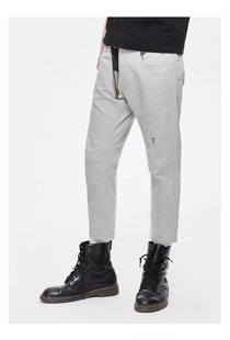 ABLE JEANS男士牛仔裤春秋新品酷爽白牛立体大V复古休闲八分男裤