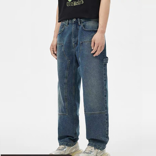 潮流休闲男裤 ABLE 立体宽松高腰直筒木匠裤 春秋新品 JEANS男牛仔裤