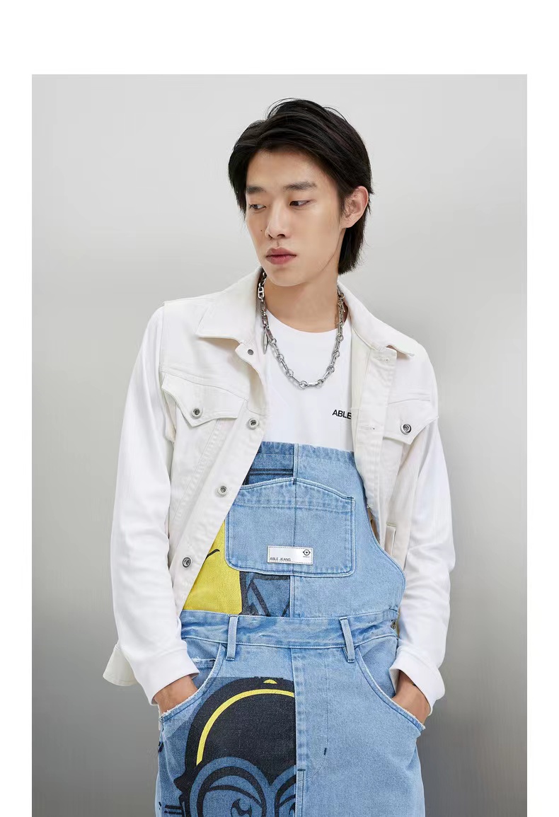 中性ABLE JEANS牛仔马甲小黄人联名刺绣复古潮流休闲百搭无袖背心-封面