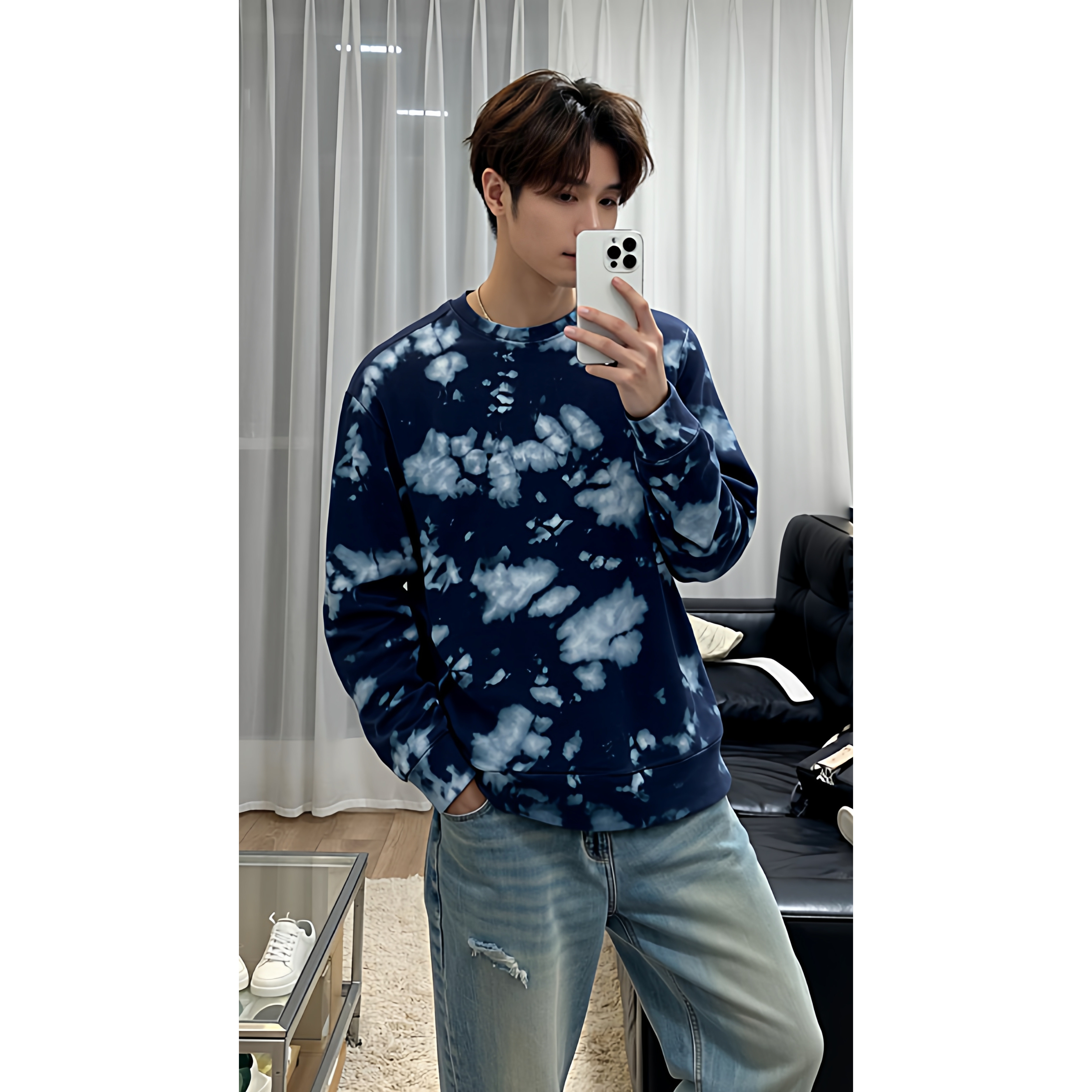 ABLEJEANS男女卫衣扎染复古外套