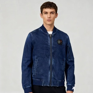 立体工装 1复古拉链休闲运动外套 JEANS牛仔夹克男25秋新品 ABLE