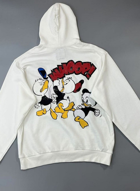 ABLE JEANS男女卫衣秋冬新品白色立体连帽刺绣印花复古宽松厚外套