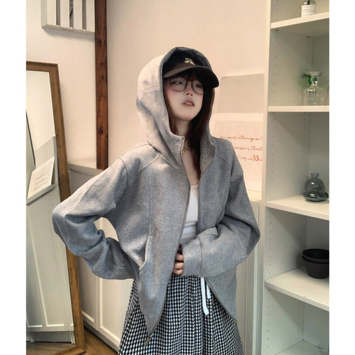 土豆猫韩系短款卫衣外套女小个子