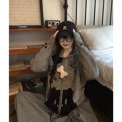 土豆猫甜妹可爱毛衣女宽松小个子