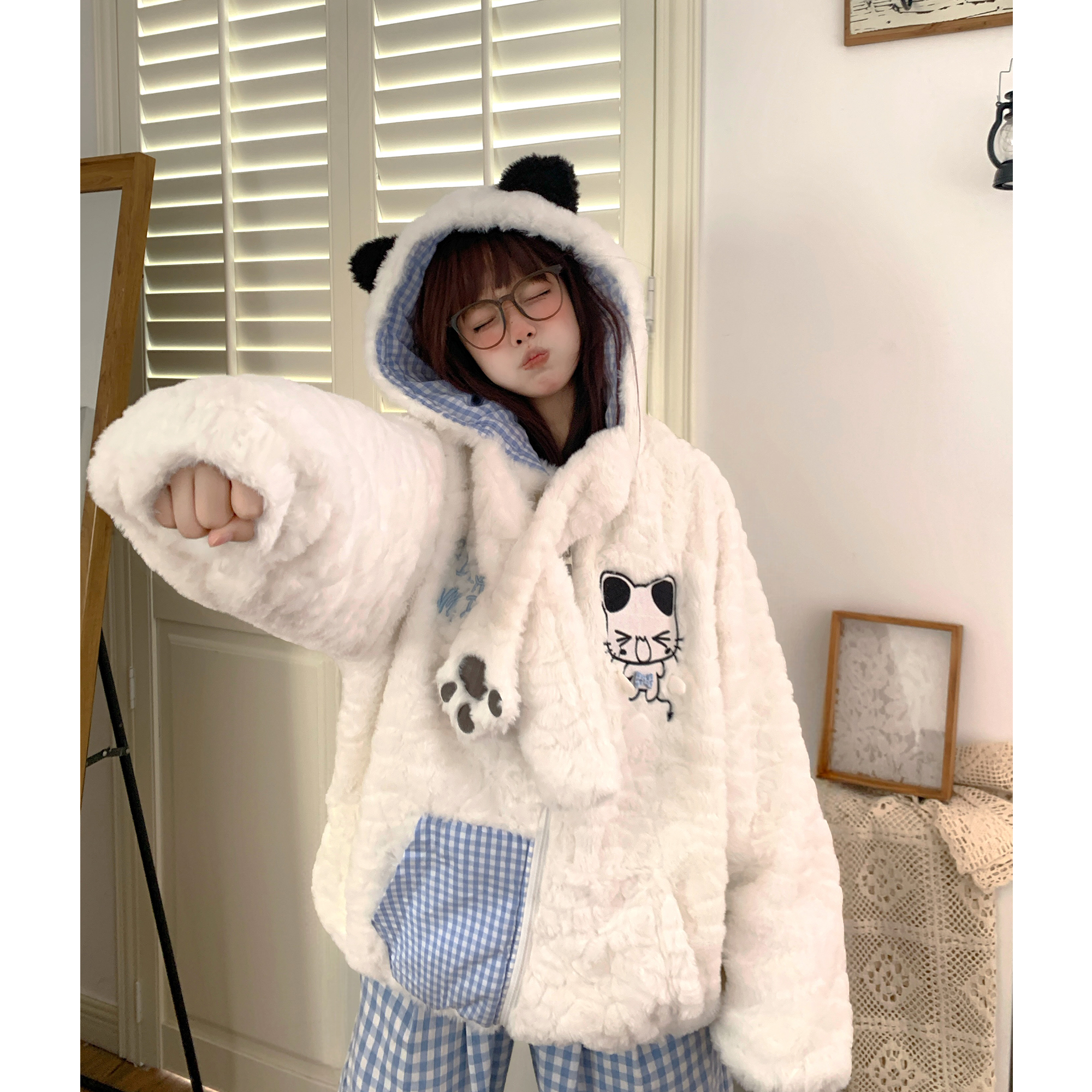 豆猫巨好看的可爱冬季羊羔毛外套