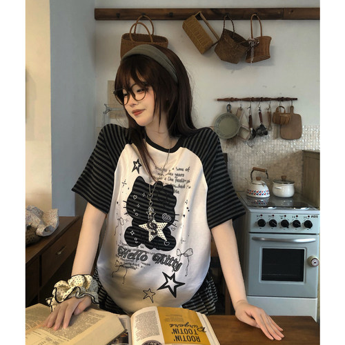 土豆猫甜酷hellokitty短袖t恤女